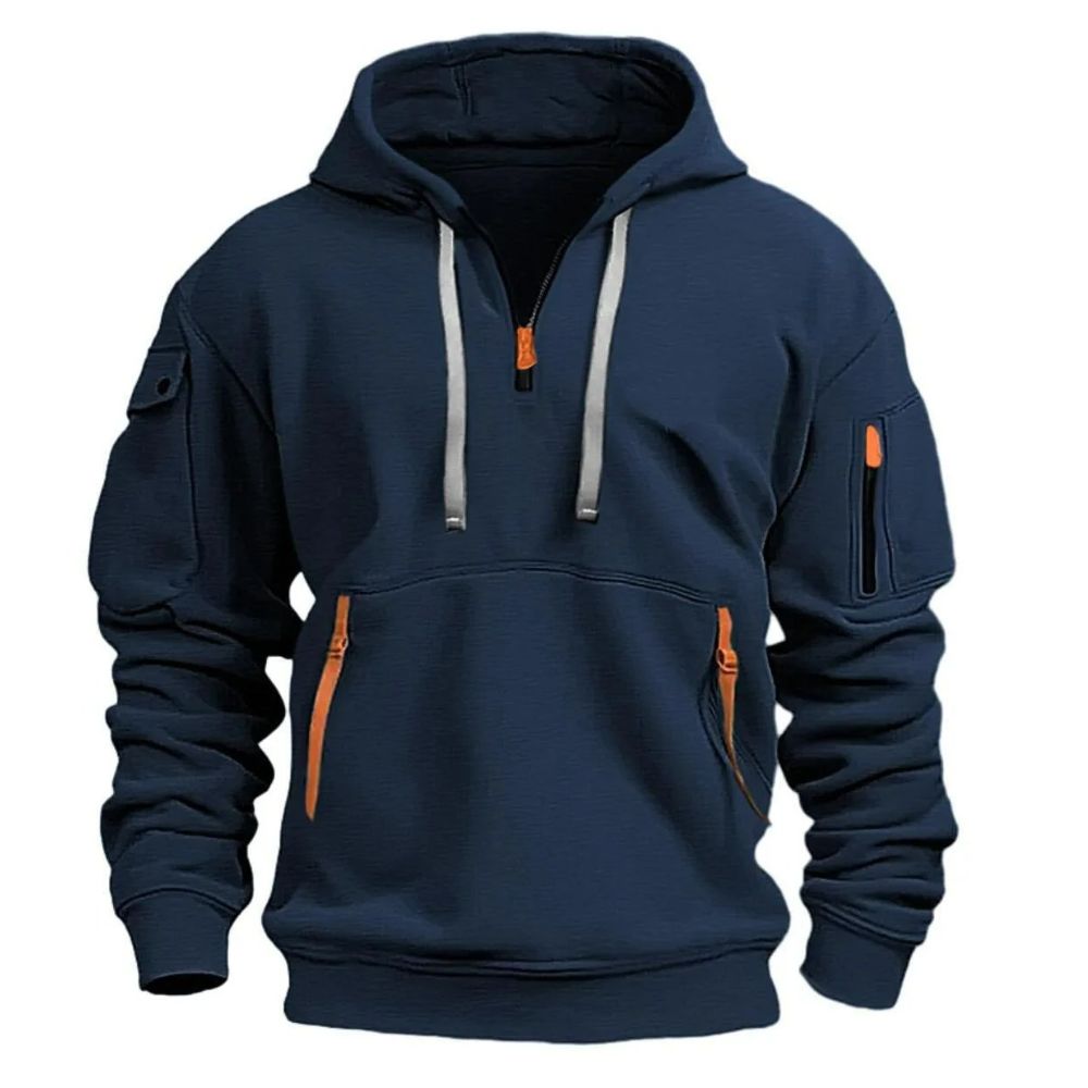 Elegante pullover da uomo con cappuccio, perfetto per le giornate autunnali o invernali.